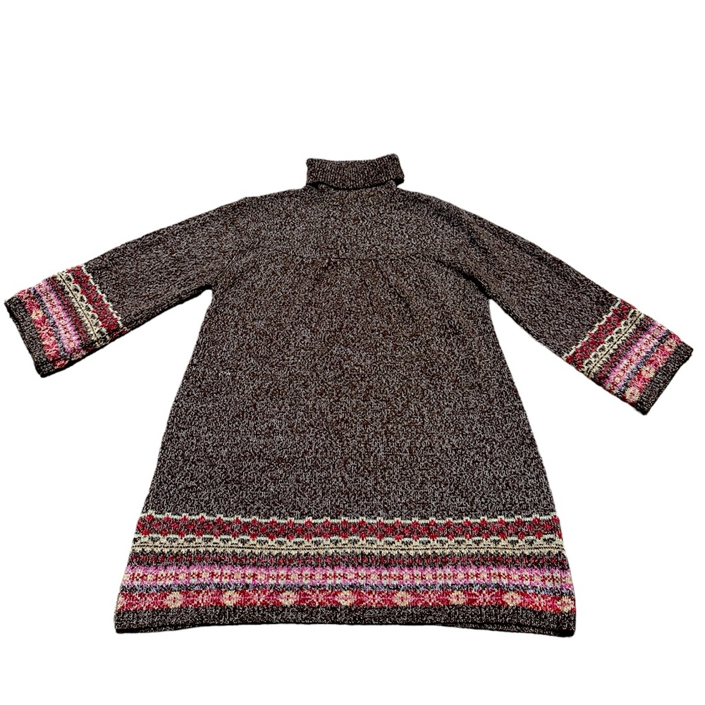 Womens Dressbarn Fair Isle Pullover Sweater Size L Brown Multicolor Mock Neck